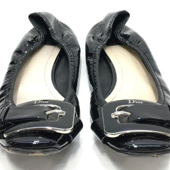 Christian Dior Patent Leather Buckle Ballet Flats - Picture 1 of 10